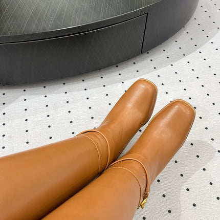 JUSTINE BOOT 6 CM IN BRONZE BROWN CALFSKIN