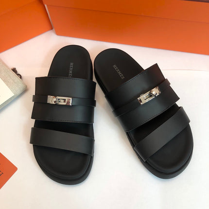 GABRIEL SANDAL MULE IN BLACK CALFSKIN