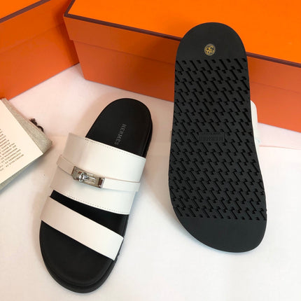 GABRIEL SANDAL MULE IN WHITE CALFSKIN