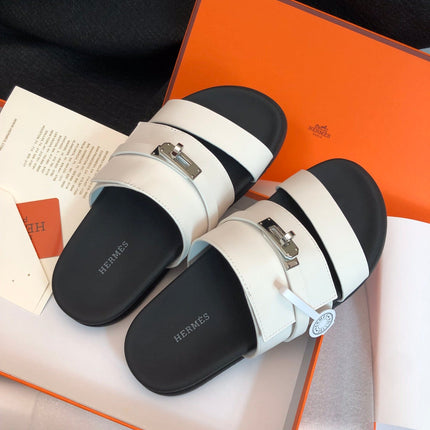 GABRIEL SANDAL MULE IN WHITE CALFSKIN