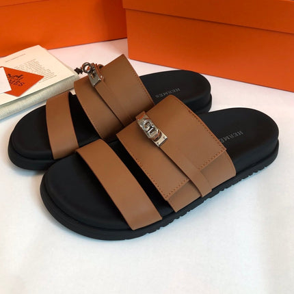 GABRIEL SANDAL MULE IN BRONZE BROWN CALFSKIN