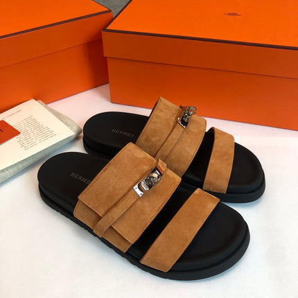 GABRIEL SANDAL MULE IN BRONZE BROWN SUEDE