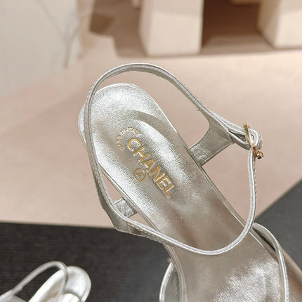 HIGH HEELS SANDAL IN SILVER LAMBSKIN