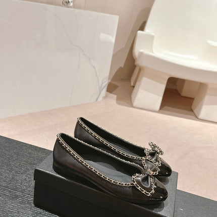 BOWKNOT BALLET FLAT IN BLACK SHEEPSKIN