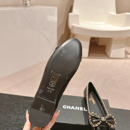 BOWKNOT BALLET FLAT IN BLACK SHEEPSKIN