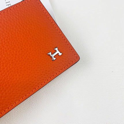 HM SILK’IN DOLLAR WALLET 11 ORANGE GRAINED CALFSKIN