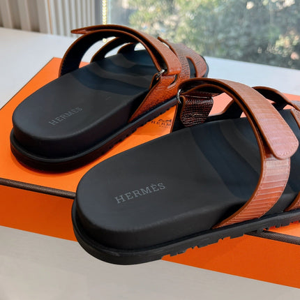 CHYPRE SANDAL IN PECAN BROWN LIZARD SKIN