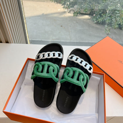 EXTRA SANDAL IN MEDIUM GREEN MIX SILVER CALFSKIN