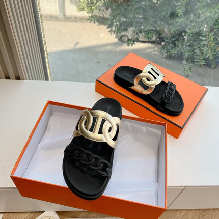 EXTRA SANDAL IN GOLD MIX BLACK CALFSKIN