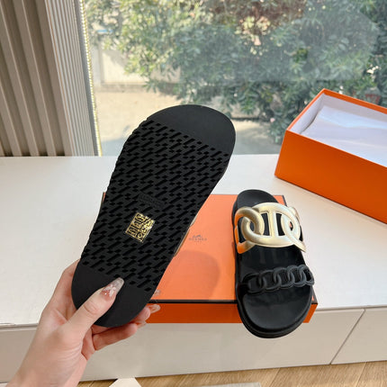 EXTRA SANDAL IN GOLD MIX BLACK CALFSKIN