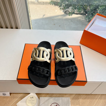 EXTRA SANDAL IN GOLD MIX BLACK CALFSKIN