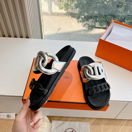 EXTRA SANDAL IN SILVER MIX BLACK CALFSKIN