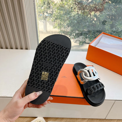 EXTRA SANDAL IN SILVER MIX BLACK CALFSKIN