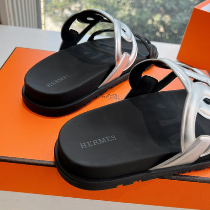 EXTRA SANDAL IN SILVER MIX BLACK CALFSKIN