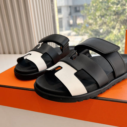 CHYPRE SANDAL IN BLACK MIX WHITE CALFSKIN