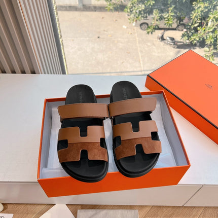 CHYPRE SANDAL IN BRONZE BROWN SUEDE AND CALFSKIN