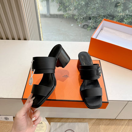 KUTE 60 SANDAL IN BLACK CALFSKIN