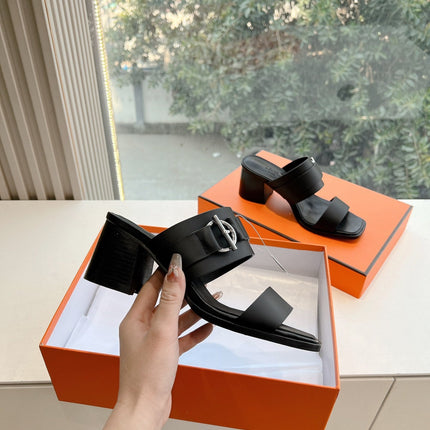 KUTE 60 SANDAL IN BLACK CALFSKIN