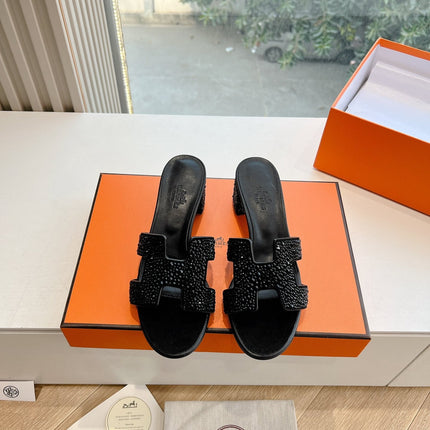 0ASIS SANDAL IN BLACK SUEDE WITH CRYSTALS