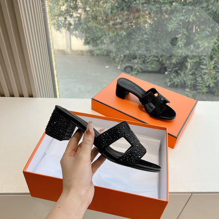 0ASIS SANDAL IN BLACK SUEDE WITH CRYSTALS