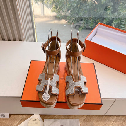 ELDA ESPADRILLE IN WHITE FABRIC AND BRONZE BROWN CALFSKIN