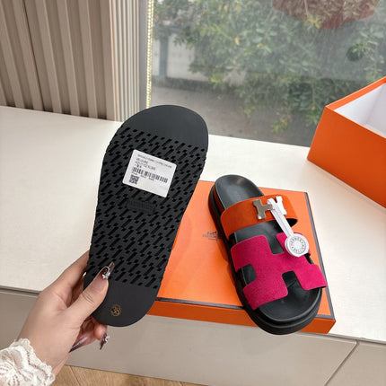 CHYPRE SANDAL IN DARK PINK MIX ORANGE SUEDE