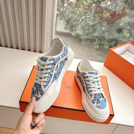 GET SNEAKER IN WHITE MIX CERULEAN BLUE MAXI CANVAS AND CALFSKIN