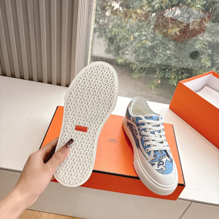 GET SNEAKER IN WHITE MIX CERULEAN BLUE MAXI CANVAS AND CALFSKIN