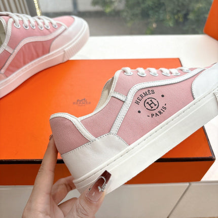 GET SNEAKER IN ROSE PINK MAXI CANVAS AND WHITE CALFSKIN