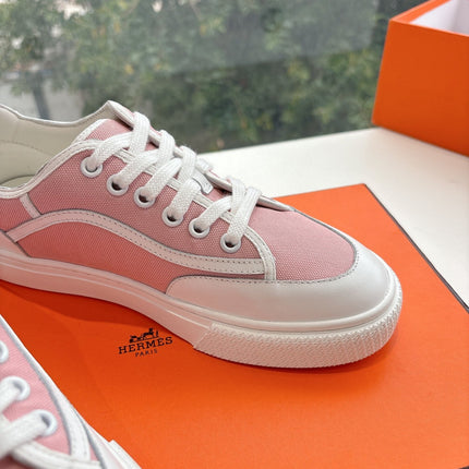 GET SNEAKER IN ROSE PINK MAXI CANVAS AND WHITE CALFSKIN