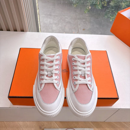 GET SNEAKER IN ROSE PINK MAXI CANVAS AND WHITE CALFSKIN