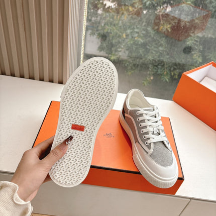 GET SNEAKER IN DOVE GRAY MAXI CANVAS AND CALFSKIN