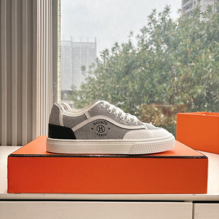 GET SNEAKER IN DOVE GRAY MAXI CANVAS AND CALFSKIN