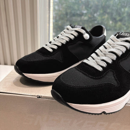 RUNNING SOLE SNEAKERS IN BLACK MESH AND SUEDE WHITE CALFSKIN STAR