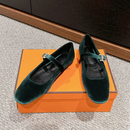 JANE BALLET FLAT CASTLETON GREEN VELVET