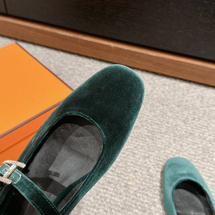 JANE BALLET FLAT CASTLETON GREEN VELVET