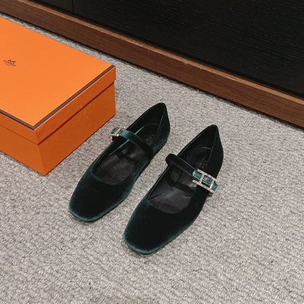 JANE BALLET FLAT CASTLETON GREEN VELVET
