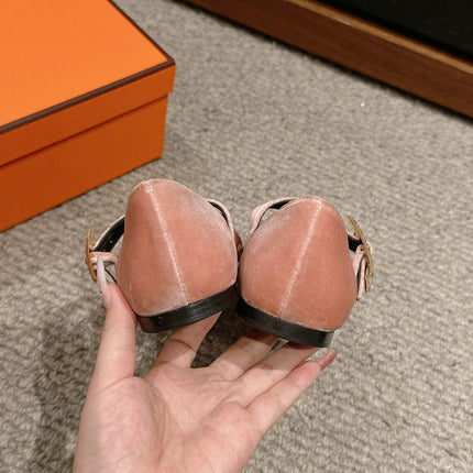 JANE BALLET FLAT PEACHY PINK VELVET