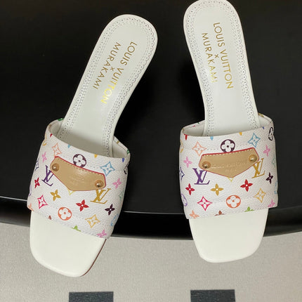 LV MURAKAMI HIGH-HEEL SANDALS 55MM IN MULTICOLOR MONOGRAM COATED CANVAS