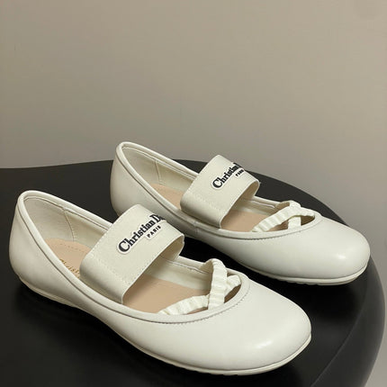 DIOR STRETCH BALLET FLATS 25S IN CREAM WHITE LAMBSKIN