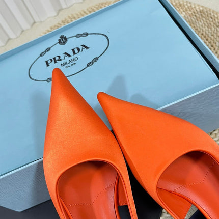PRA POINTED TOE SLINGBACK PUMPS BRIGHT ORANGE SATIN