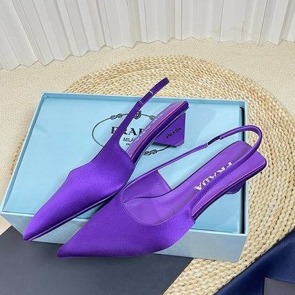 PRA POINTED TOE SLINGBACK PUMPS VIOLET SATIN