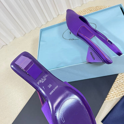 PRA POINTED TOE SLINGBACK PUMPS VIOLET SATIN
