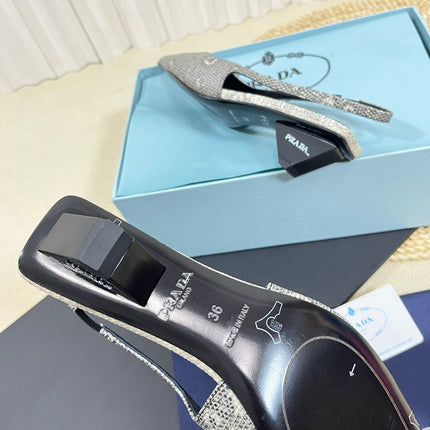 PRA POINTED TOE SLINGBACK PUMPS SNAKESKIN MOTIF SATIN