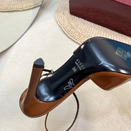 HIGH SLINGBACK PUMP 10 CM IN BRONZE BROWN GLOSSY CALFSKIN