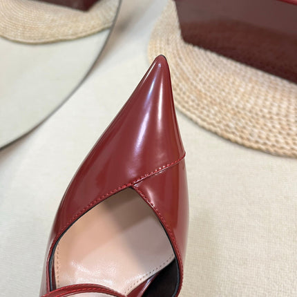 HIGH SLINGBACK PUMP 10 CM IN CHERRY RED GLOSSY CALFSKIN