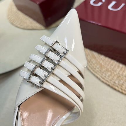 SLINGBACK PUMP 6 CM IN WHITE GLOSSY CALFSKIN