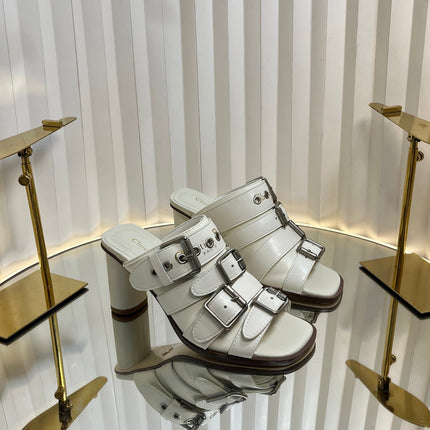 PUNK HEEL SLIDES 25S 80MM IN WHITE CALFSKIN