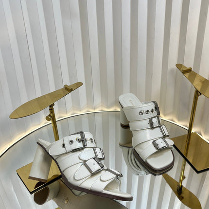 PUNK HEEL SLIDES 25S 80MM IN WHITE CALFSKIN