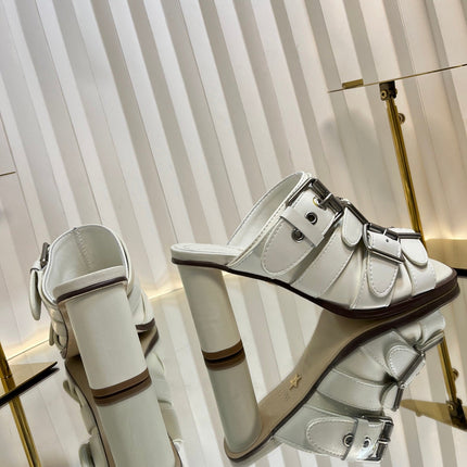 PUNK HEEL SLIDES 25S 80MM IN WHITE CALFSKIN